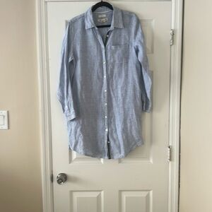 C&C California Blue/white linen shirt dress with pockets
